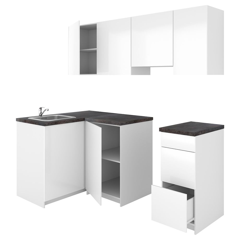 Кухня, глянцевый белый 120x220x220 см IKEA KNOXHULT КНОКСХУЛЬТ 994.015.36 - фото 1