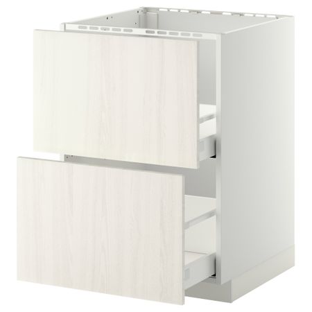 Напольный шкаф под мойку + 2 фронтальных панели, 2 ящика МЕТОД / МАКСИМЕРА, белый, Росдаль белый