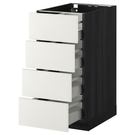 Напольный шкаф 4 фронтальных панели, 4 ящика МЕТОД / МАКСИМЕРА, черный, Хэггеби белый