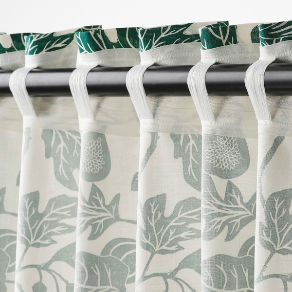Гардины, 1 пара, белый/темно-зеленый 145x300 см IKEA ALPKLÖVER АЛЬПКЛЁВЕР 004.598.14 - схема-чертеж с размерами