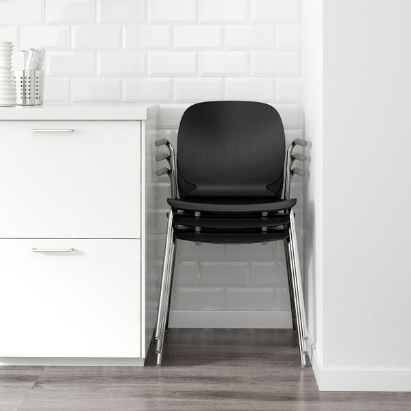 Стул, черный/Дитмар хромированный IKEA SVENBERTIL СВЕН-БЕРТИЛЬ 592.271.53 - фото 3