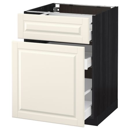 Напольный шкаф, выдвижной секцией, ящик МЕТОД / МАКСИМЕРА, черный, Будбин белый с оттенком
