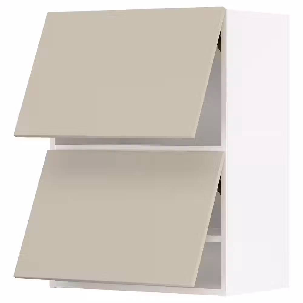 METOD Навесной шкаф/2 дверцы, горизонтал - белый/Havstorp бежевый 60x80 см - фото 1