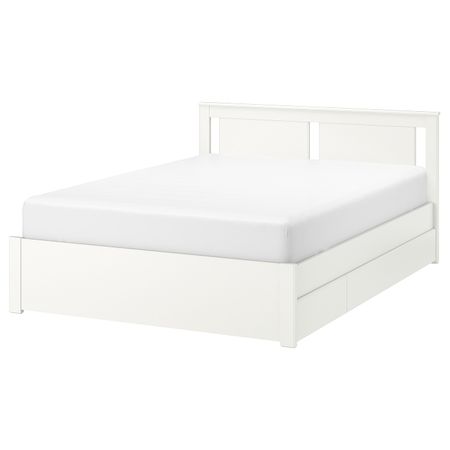 Каркас кровати с 4 ящиками, белый/Лонсет 140x200 см IKEA SONGESAND СОНГЕСАНД 692.413.42