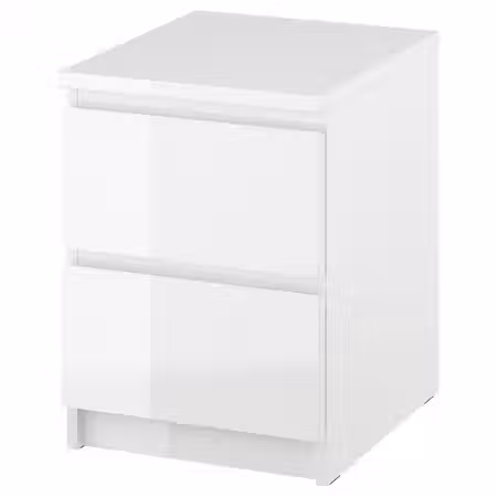 MALM Комод с 2 ящиками - глянцевый белый 40x55 см