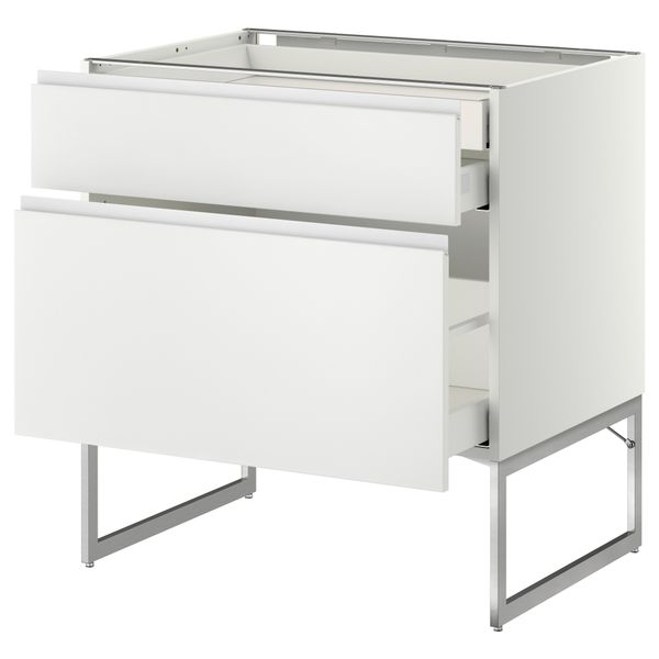 Напольный шкаф 2 фронтальных панели, 2 нижних,1 встроенный ящик МЕТОД / МАКСИМЕРА, белый, Нодста белый - схема-чертеж с размерами