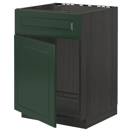 Напольный шкаф под мойку с дверцей, фронтальной пнл, черный/Будбин темно-зеленый 60x60 см IKEA МЕТОД 893.144.22