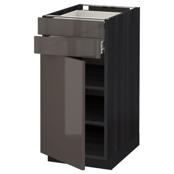 Напольный шкаф с дверцей, 2 ящиками МЕТОД / ФОРВАРА, черный, Рингульт серый - схема-чертеж с размерами