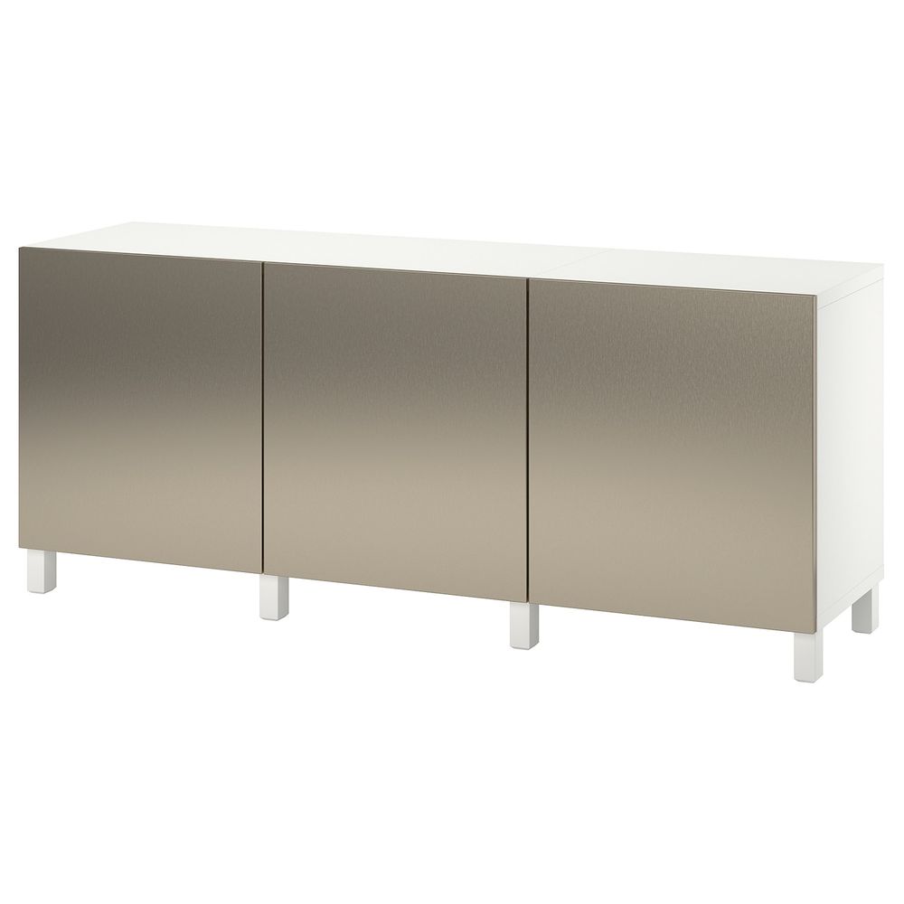 Комбинация для хранения с дверцами, белый/РИКСВИК/стуббарп под светлую бронзу 180x42x74 см IKEA BESTÅ БЕСТО 593.025.76 - фото 1