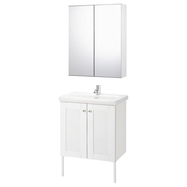 Комплект мебели для ванной,7 предм., Йельсен белый/ПИЛКОН смеситель 64x43x88 см IKEA FISKÅN ФИСКОН / TVÄLLEN ТВЭЛЛЕН 294.360.68 - фото 1