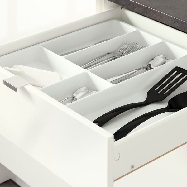 Напольный шкаф с дверцами и ящиком, глянцевый белый 120 см IKEA KNOXHULT КНОКСХУЛЬТ 003.369.17 - фото 4