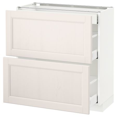 Напольный шкаф, 2 фасада, 3 ящика МЕТОД / МАКСИМЕРА, белый, Лаксарби белый