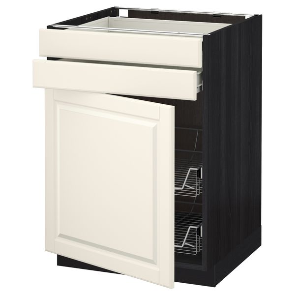 Напольный шкаф, дверца, 2 ящика, проволочных корзин МЕТОД / ФОРВАРА, черный, Будбин белый с оттенком - схема-чертеж с размерами