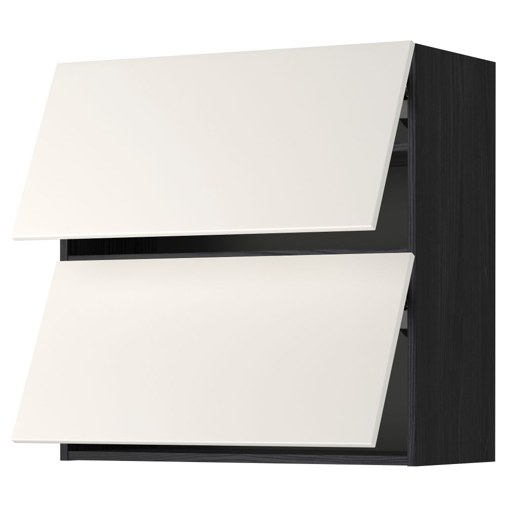 Навесной шкаф, 2 дверцы, горизонтальный МЕТОД, черный, Веддинге белый - схема-чертеж с размерами