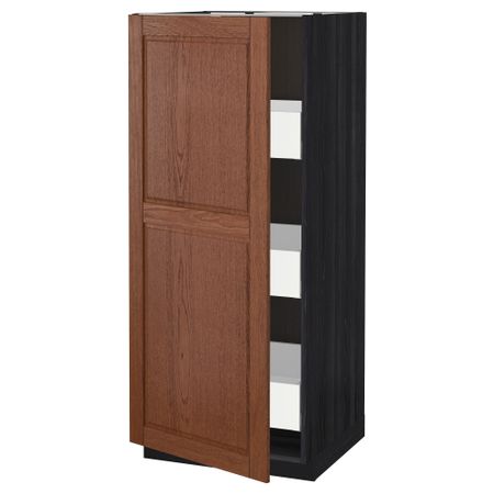 Высокий шкаф с ящиками МЕТОД / МАКСИМЕРА, черный, Филипстад коричневый