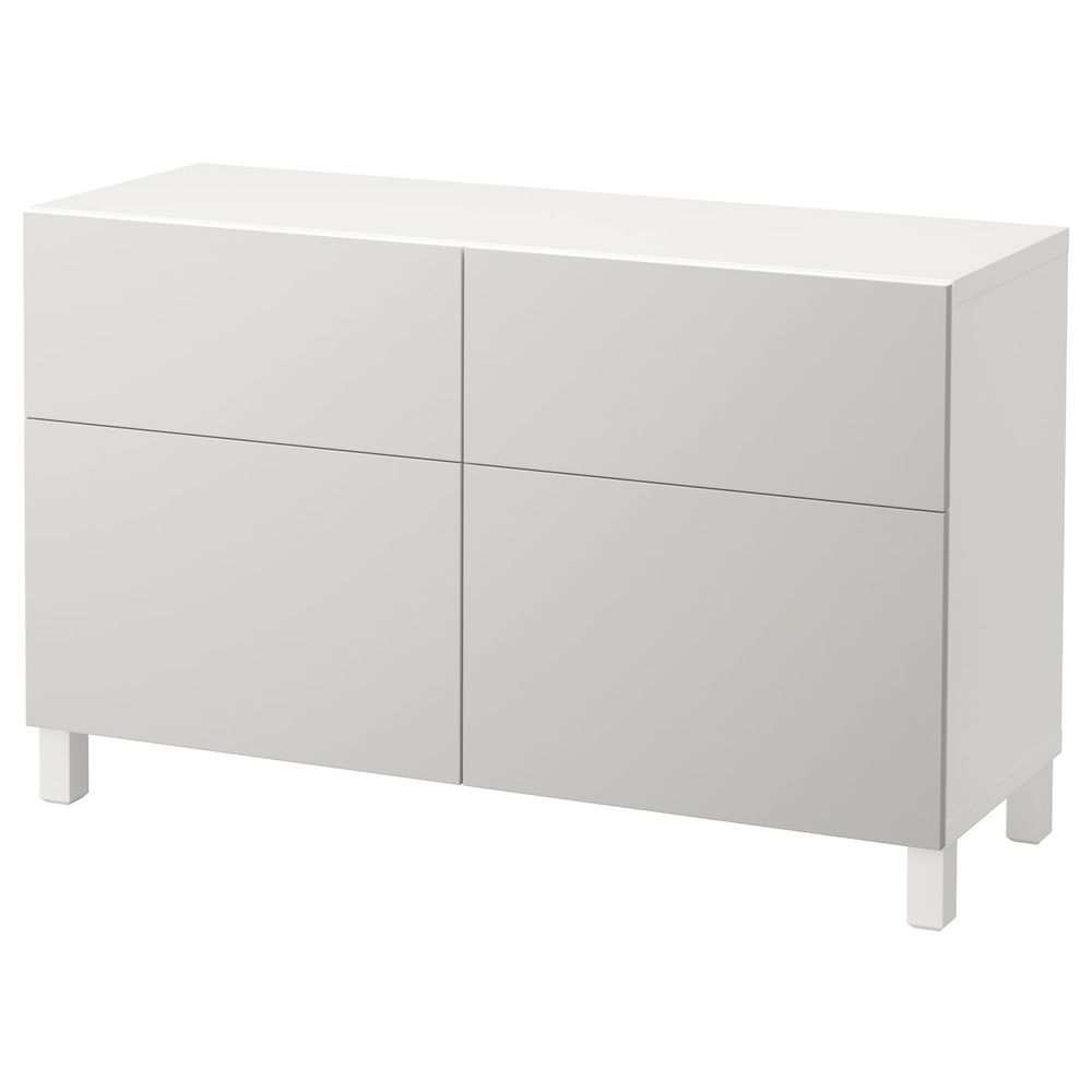 Комбинация для хранения с дверцами/ящ, белый/Лаппвикен светло-серый 120x40x74 см IKEA БЕСТО 292.492.41 - фото 1