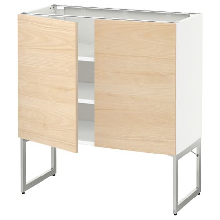 Напольный шкаф с полками, 2 двери МЕТОД, белый, Аскерсунд под светлый ясень ясень