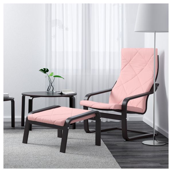 Табурет для ног ПОЭНГ, черно-коричневый, Эдум розовый - фото 2