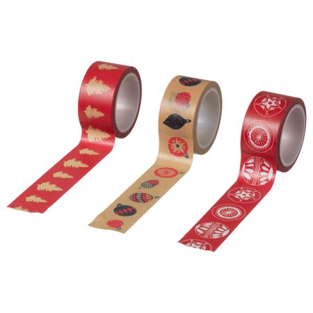 Скотч ВИНТЕР 2018, с рисунком, красный (5 м 3 шт)