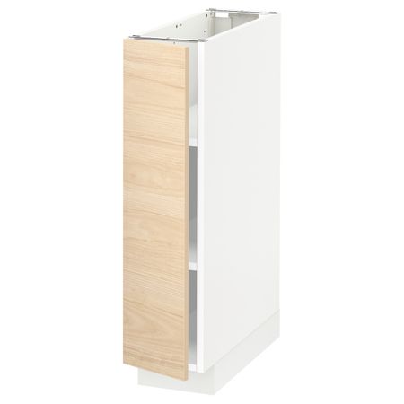 Напольный шкаф с полками, белый/Аскерсунд под светлый ясень 20x60 см IKEA METOD МЕТОД 292.185.22