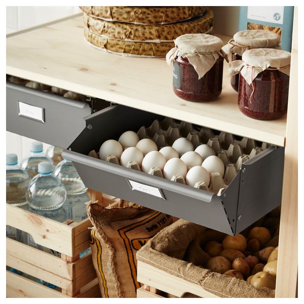 1 секция, полки/ящики ИВАР, сосна, серый (89x50x179 см) - фото 5