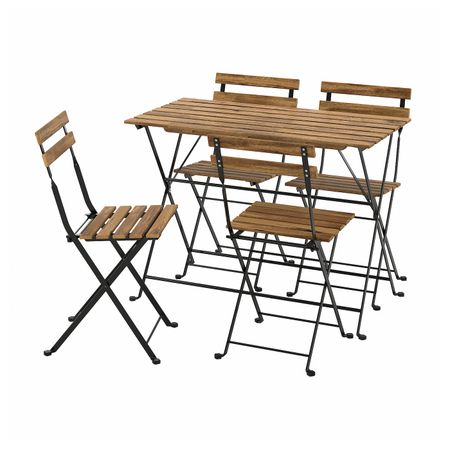 Стол + 4 стула, для/сада, черный, серо-кориченевая морилка IKEA TÄRNÖ ТЭРНО 093.937.10
