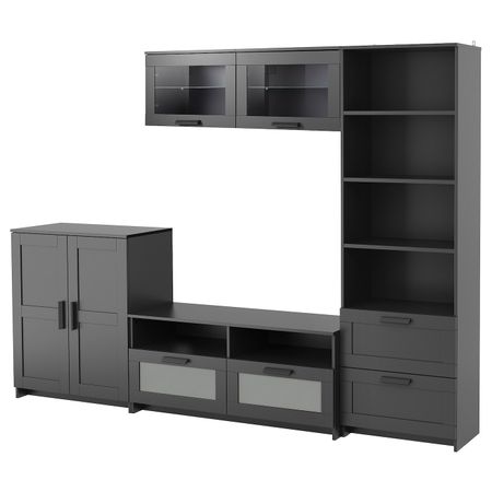 Шкаф для ТВ, комбинация, черный 258x41x190 см IKEA BRIMNES БРИМНЭС 793.966.49