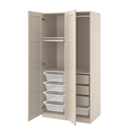 Гардероб, комбинация, 100x60x201 см, серо-бежевый, серо-бежевый IKEA PAX ПАКС, BERGSBO БЕРГСБУ 094.298.51