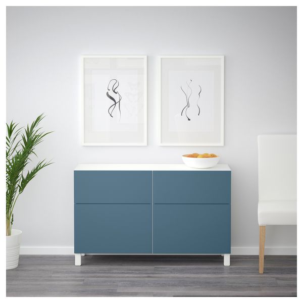 Комбинация для хранения с дверцами, ящиками БЕСТО, белый, Вальвикен темно-синий (120x40x74 см) - фото 2