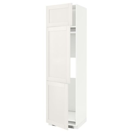 Высокий шкаф для холодильника или морозильника, с 3 дверями, белый/Сэведаль белый 60x60x220 см IKEA METOD МЕТОД 892.229.60