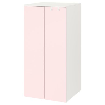 Гардероб, белый/бледно-розовый 60x57x123 см IKEA SMÅSTAD СМОСТАД / OPPHUS ОПХУС 594.301.35