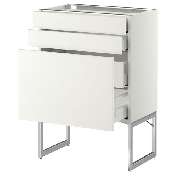 Напольный шкаф 3 фронтальных панели, 2 нижних, 2 средних ящика МЕТОД / МАКСИМЕРА, белый, Хэггеби белый - схема-чертеж с размерами