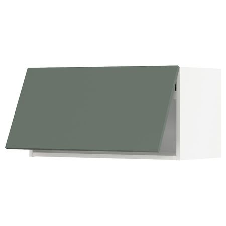 Навесной горизонтальный шкаф, белый/Бодарп серо-зеленый 80x40 см IKEA METOD МЕТОД 293.938.89
