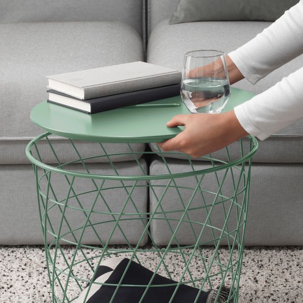 Столик с отделениями для хранения, светлый серо-зеленый 44 см IKEA KVISTBRO КВИСТБРУ 304.853.26 - фото 5