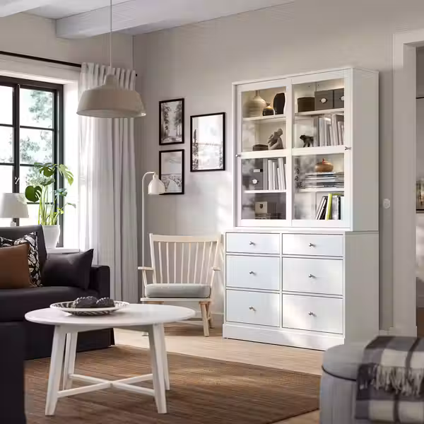 HAVSTA Комбинация для хранения с сткл двр - белый 121x47x212 см - фото 3