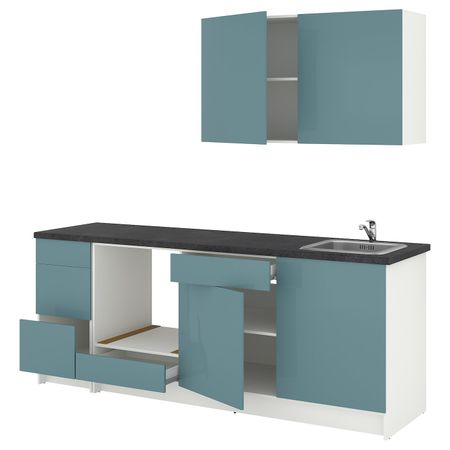 Кухня, глянцевый/синяя бирюза 220x61x220 см IKEA KNOXHULT КНОКСХУЛЬТ 594.244.22