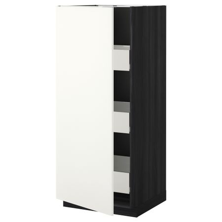 Высокий шкаф с ящиками МЕТОД / ФОРВАРА, черный, Хэггеби белый (60x60x140 см)