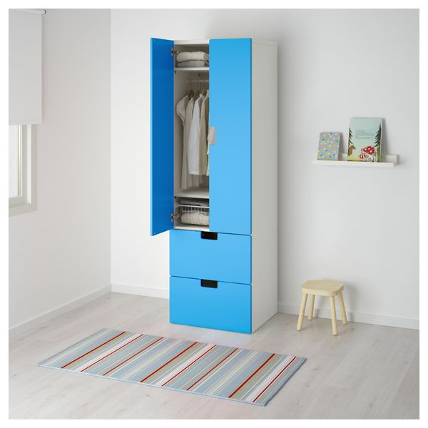 Комбинация для хранения с дверцами, ящиками СТУВА, белый, синий (60x50x192 см) - фото 2