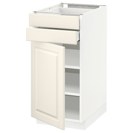 Напольный шкаф с дверцей, 2 ящиками МЕТОД / МАКСИМЕРА, белый, Будбин белый с оттенком