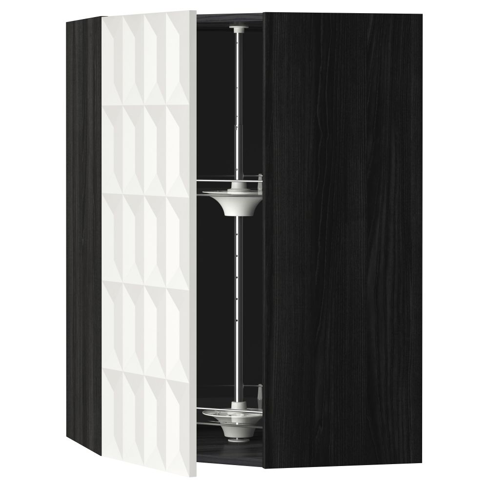 Угловой навесной шкаф с вращающейся секцией МЕТОД, черный, Гэррестад белый - схема-чертеж с размерами