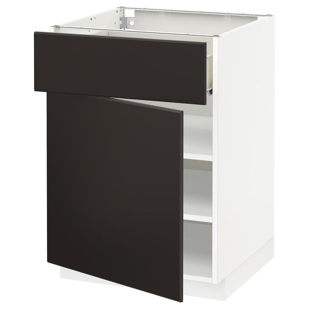 Напольный шкаф с ящиком/дверью, белый/Кунгсбакка антрацит 60x60 см IKEA МЕТОД / ФОРВАРА 592.197.37 - фото 1