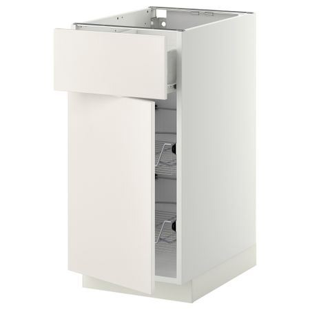 Напольный шкаф с проволочной корзиной, ящиком, дверью МЕТОД / ФОРВАРА, белый, Веддинге белый