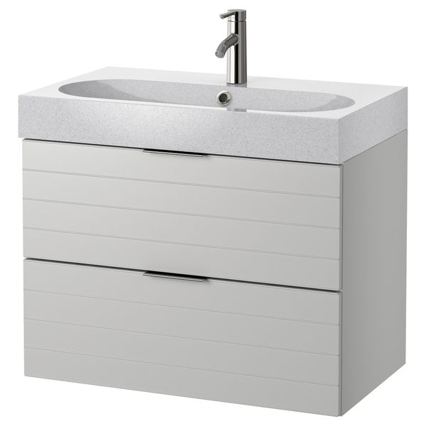 Шкаф для раковины с 2 ящиками ГОДМОРГОН / БРОВИКЕН, светло-серый (80x49x68 см) - фото 2