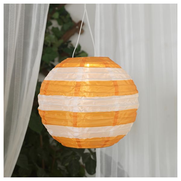 Подвесная светодиодная лампа СОЛВИДЕН, для сада шаровидный, в полоску желтый (30 см) - фото 2