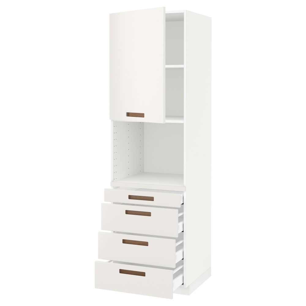 Высокий шкаф для комбинированния СВЧ, 4 ящика МЕТОД / МАКСИМЕРА, белый, Мэрста белый - схема-чертеж с размерами