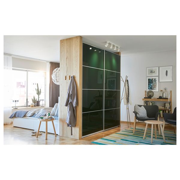 Гардероб ПАКС, белый Хокксунд, глянцевый Хокксунд темно-зеленый - фото 5