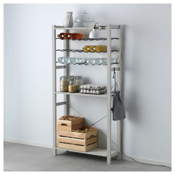 1 секция, полки/полки для/бутылок ИВАР, сосна, серый (89x30x179 см) - схема-чертеж с размерами