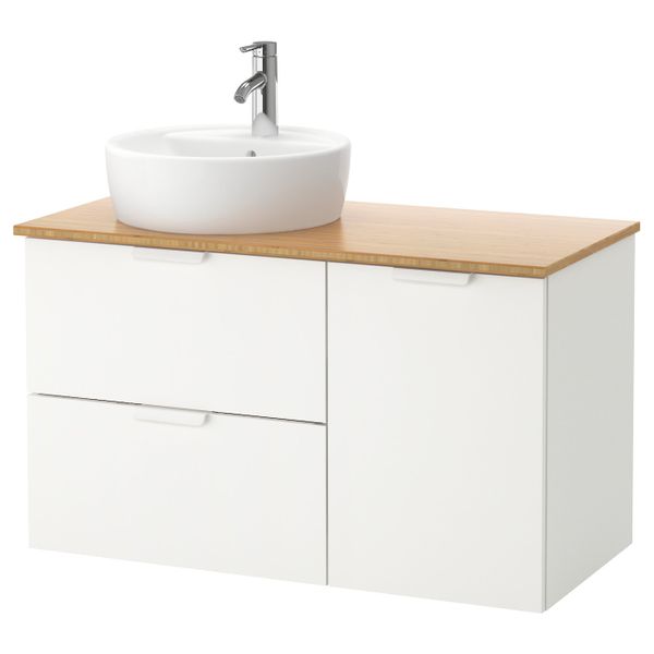 Шкаф с раковиной 45 см, белый/бамбук ДАЛЬШЕР смеситель 102x49x74 см IKEA ГОДМОРГОН/ТОЛКЕН / ТОРНВИКЕН 493.256.39 - фото 1