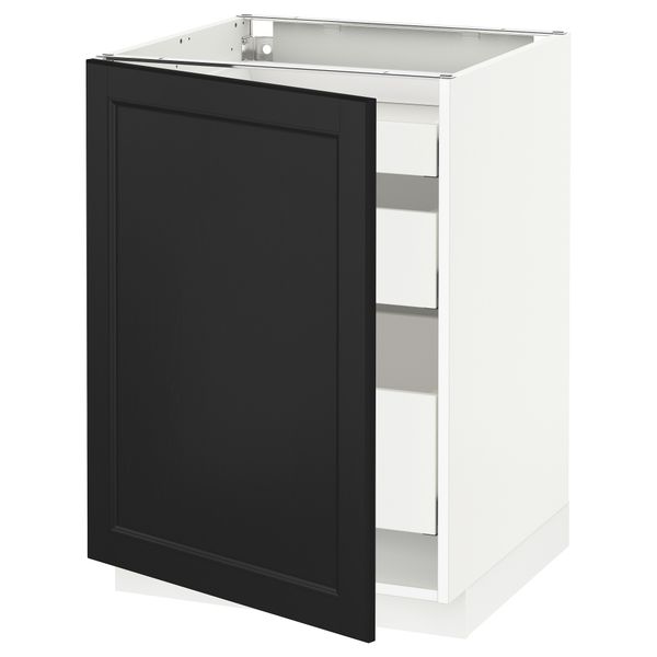 Напольный шкаф с 1 дверцей, 3 ящика МЕТОД / МАКСИМЕРА, белый, Лаксарби черно-коричневый - схема-чертеж с размерами