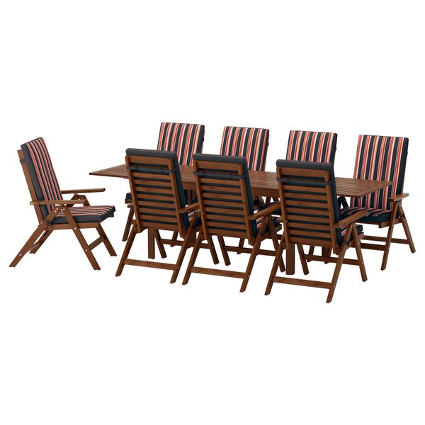 Стол + 8 кресел для сада ЭПЛАРО, коричневая морилка, Экерон черный - фото 1